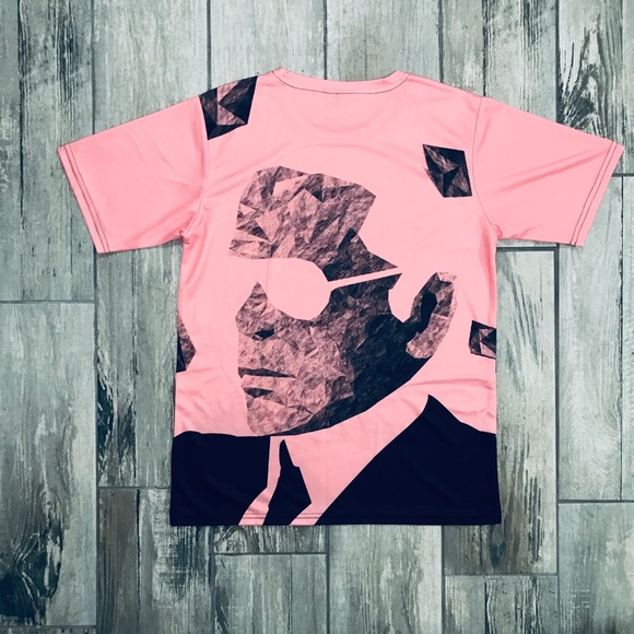 Pink 3D Print Graphic Tee Polyester Shirt - Picture 3 of 3